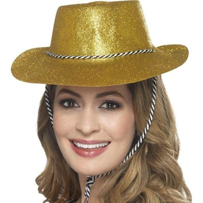 Cowboy Glitter Hat Adult Gold_1