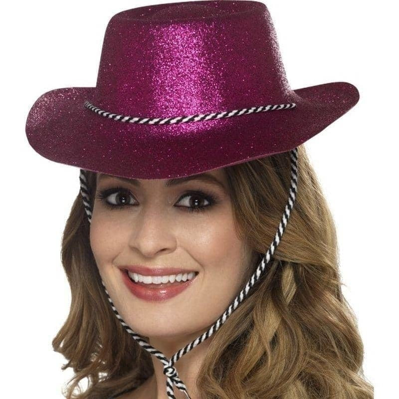 Cowboy Glitter Hat Adult Pink_1