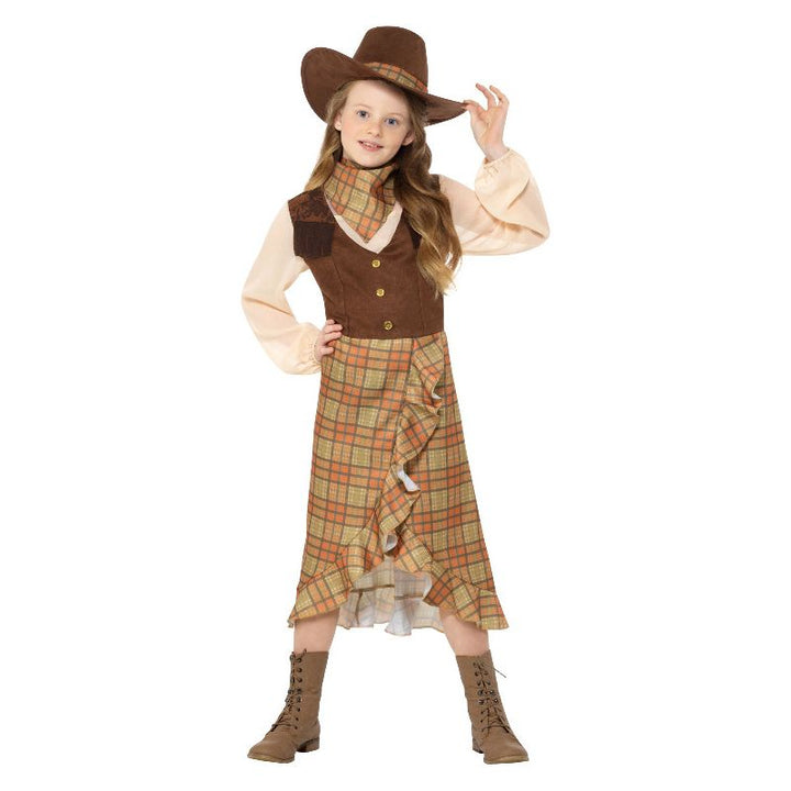 Cowgirl Kids Costume Brown Child Wild West Dress_2