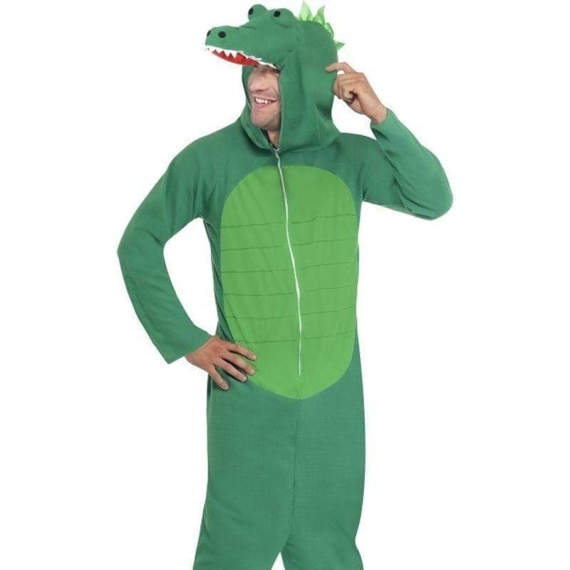 Crocodile Costume Adult Green Onesie With Hood_1