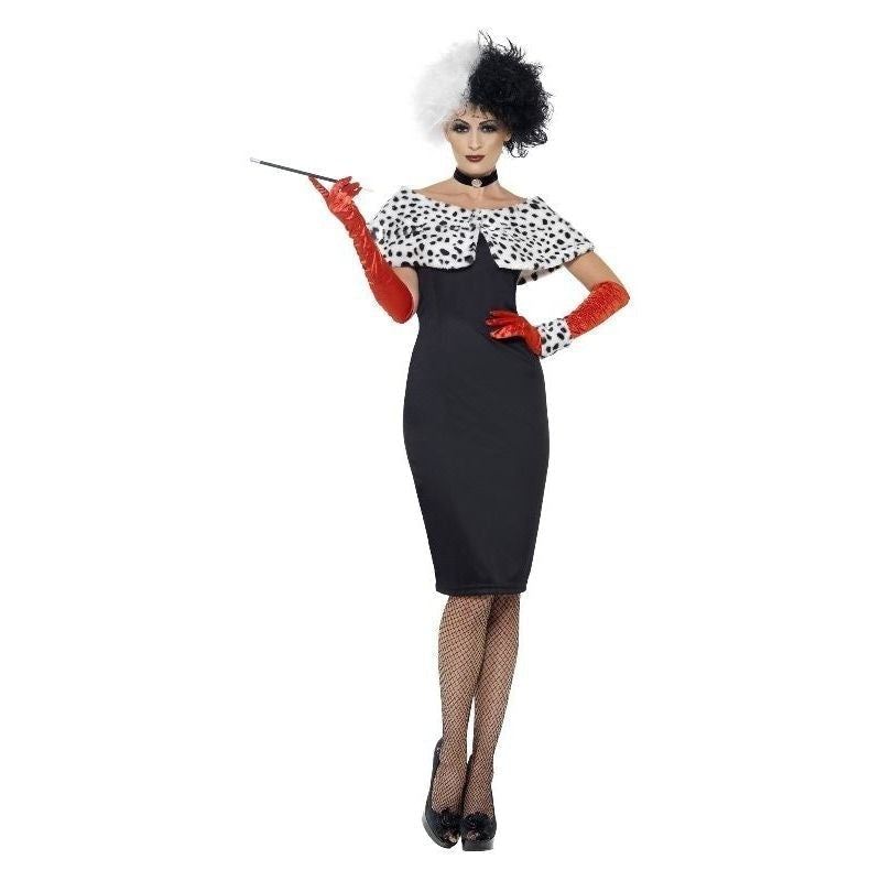 Cruella Devile Evil Madame Costume Adult Black White Dress_2