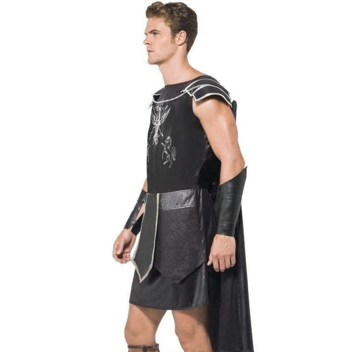 Dark Gladiator Costume Adult Black Tunic Cape Armcuffs_3