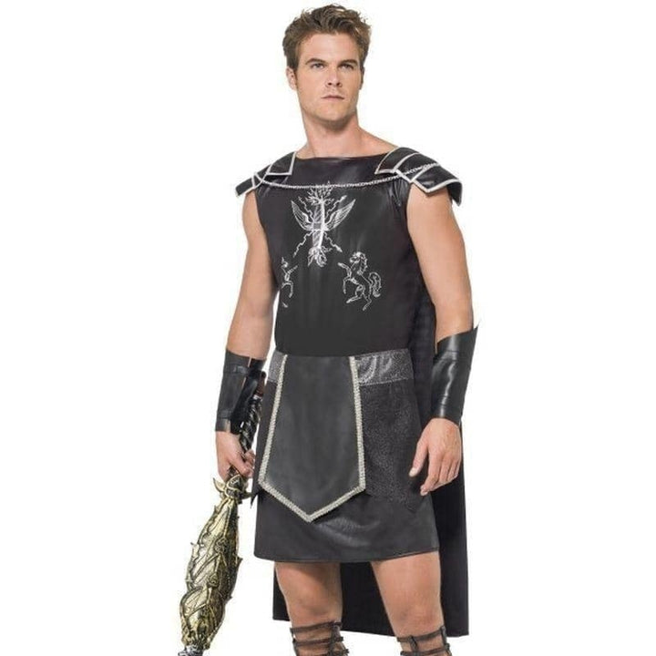 Dark Gladiator Costume Adult Black Tunic Cape Armcuffs_4