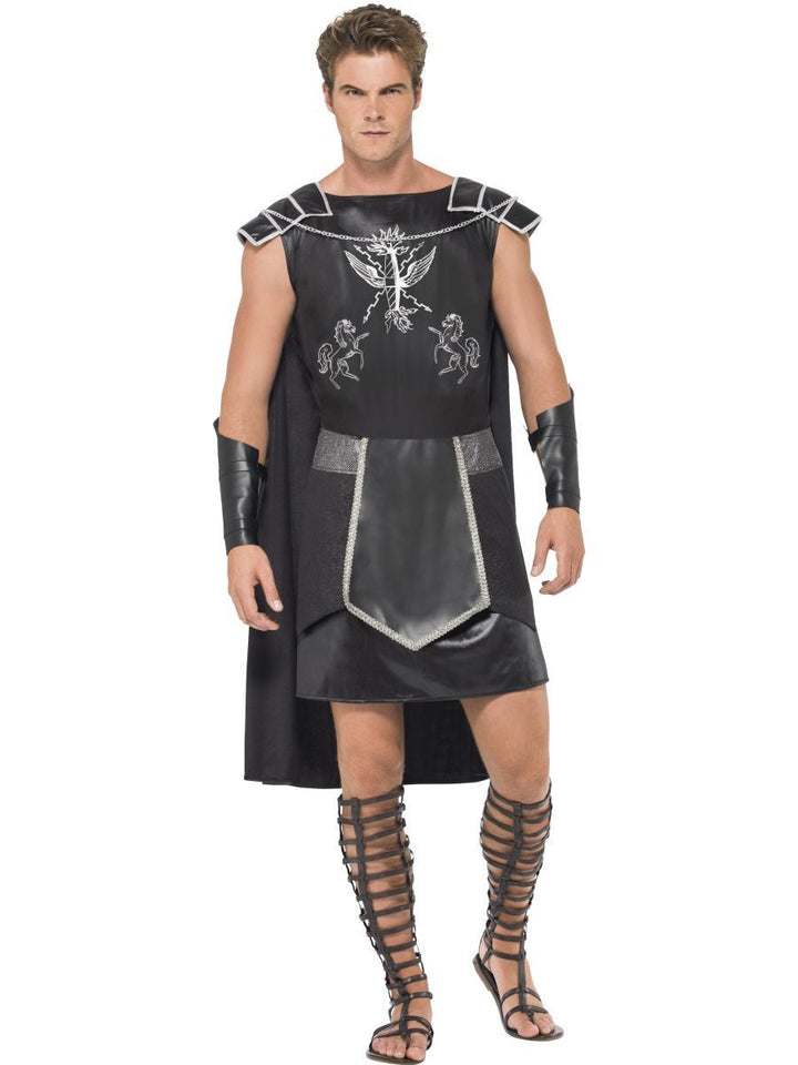 Dark Gladiator Costume Adult Black Tunic Cape Armcuffs_1