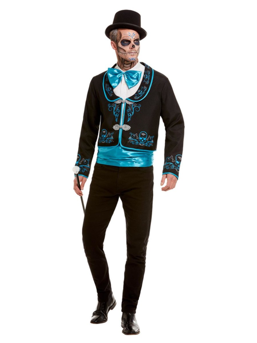 Day Of The Dead Costume Adult Black with Blue_2