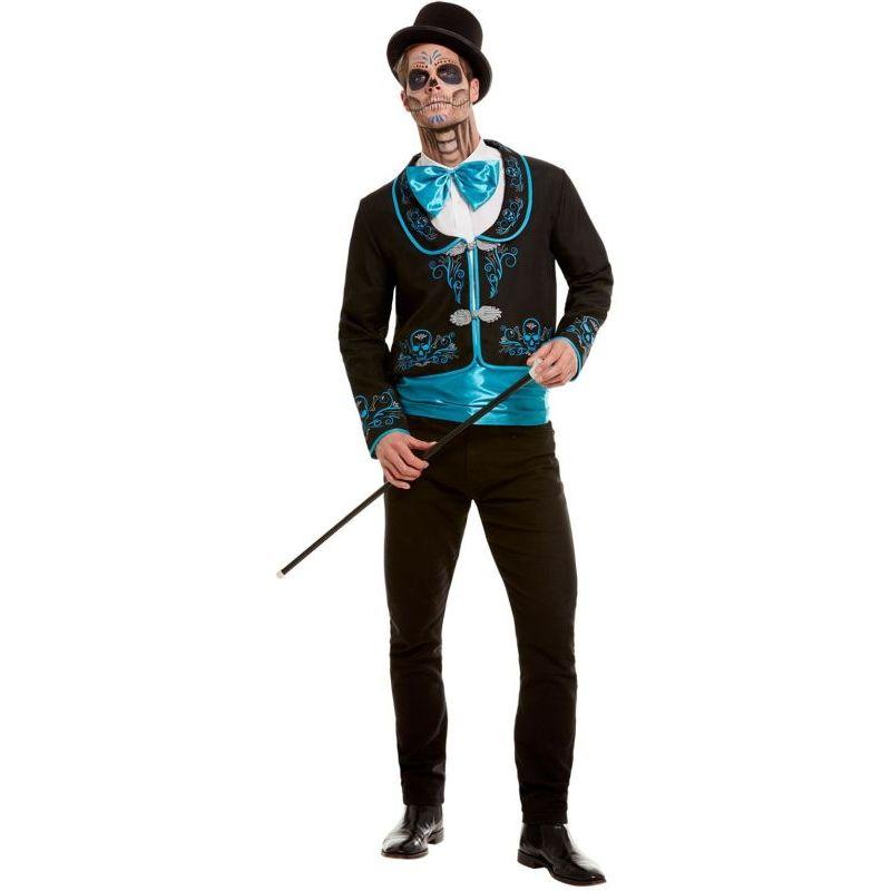 Day Of The Dead Costume Adult Black with Blue_1
