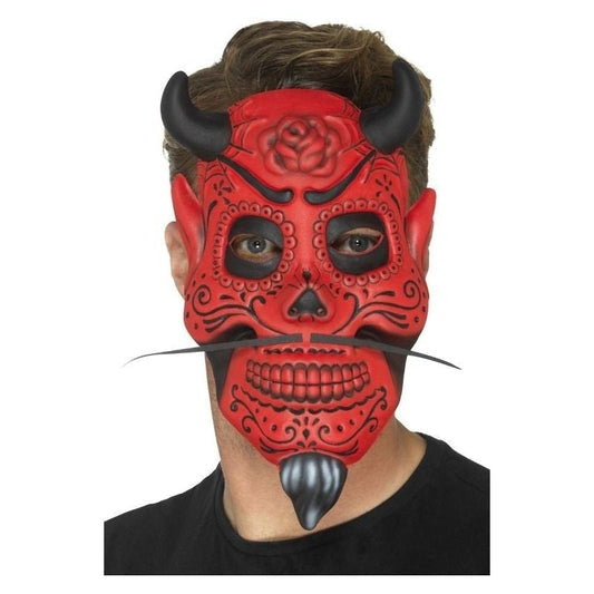 Day Of The Dead Devil Mask Adult Red 2