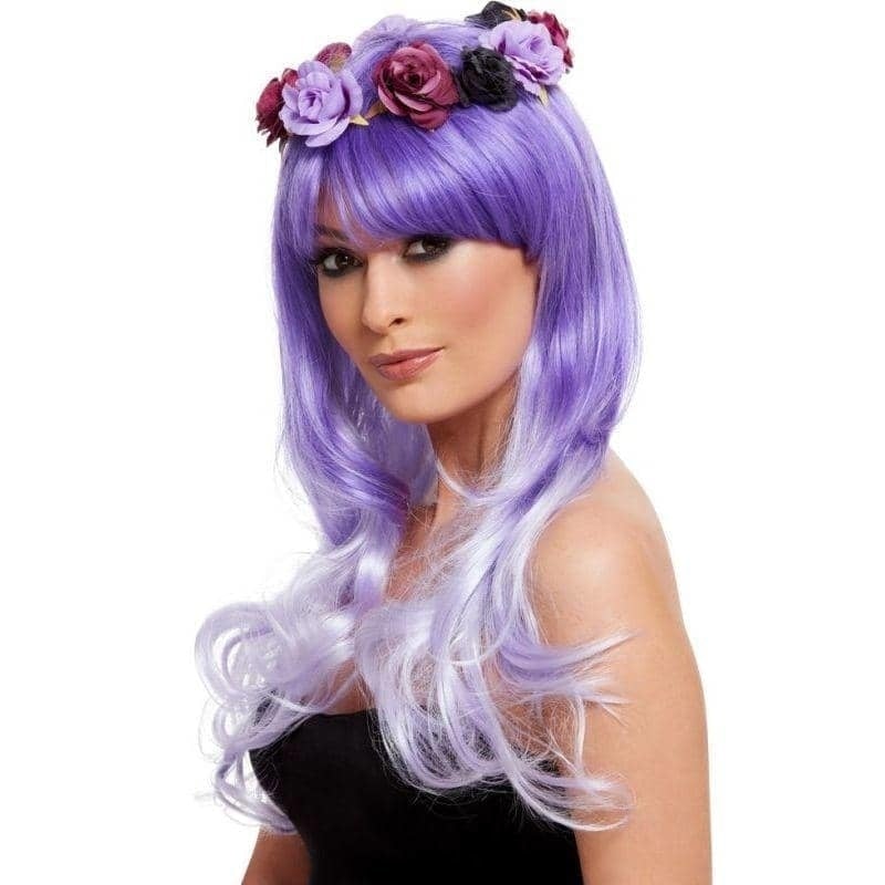 Day Of The Dead Glam Wig Adult Purple_1