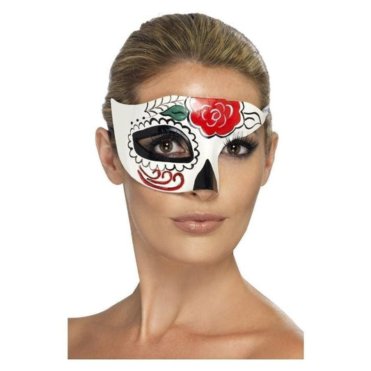 Day Of The Dead Half Eye Mask Adult White 2