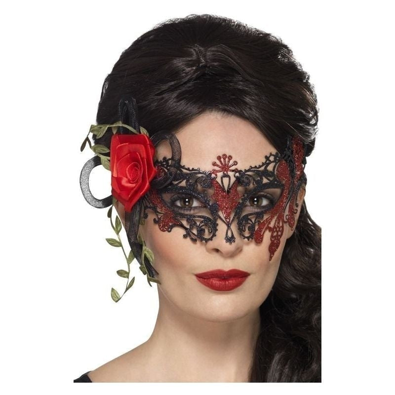 Day Of The Dead Lace Filigree Eyemask Adult Black