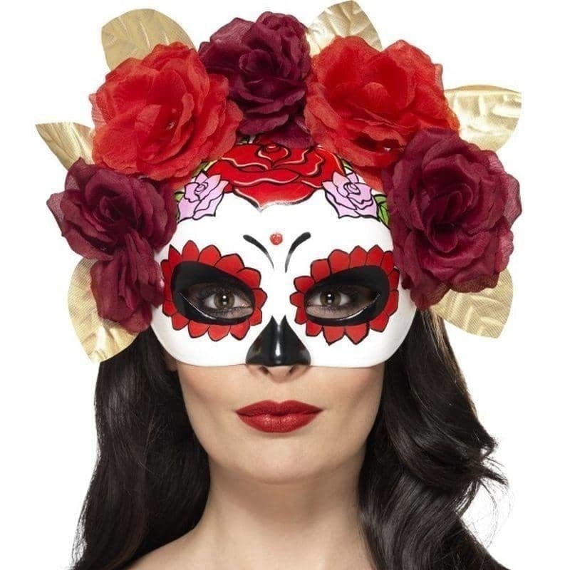 Day Of The Dead Rose Eyemask Adult Red Day Of The Dead Rose Eyemask Adult Red