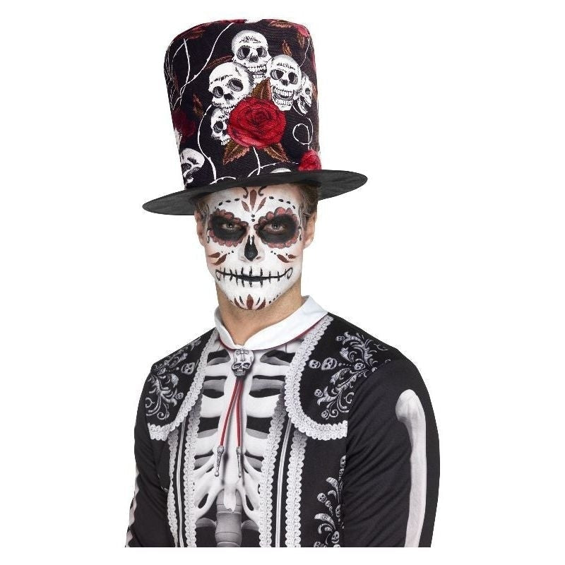 Size Chart Day Of The Dead Skull And Rose Top Hat Adult