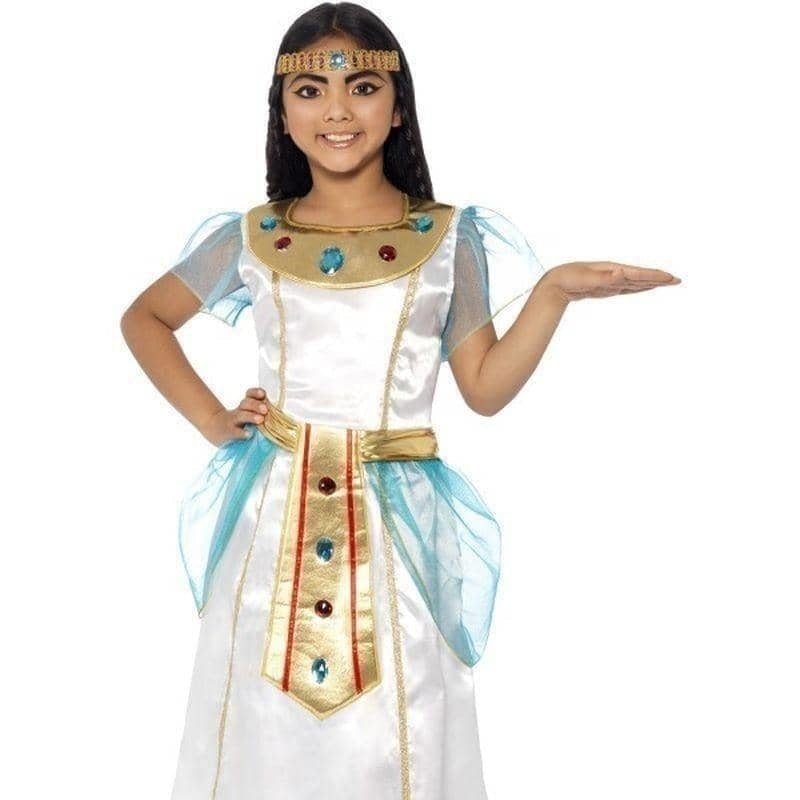 Deluxe Cleopatra Girl Costume Kids White Blue_1