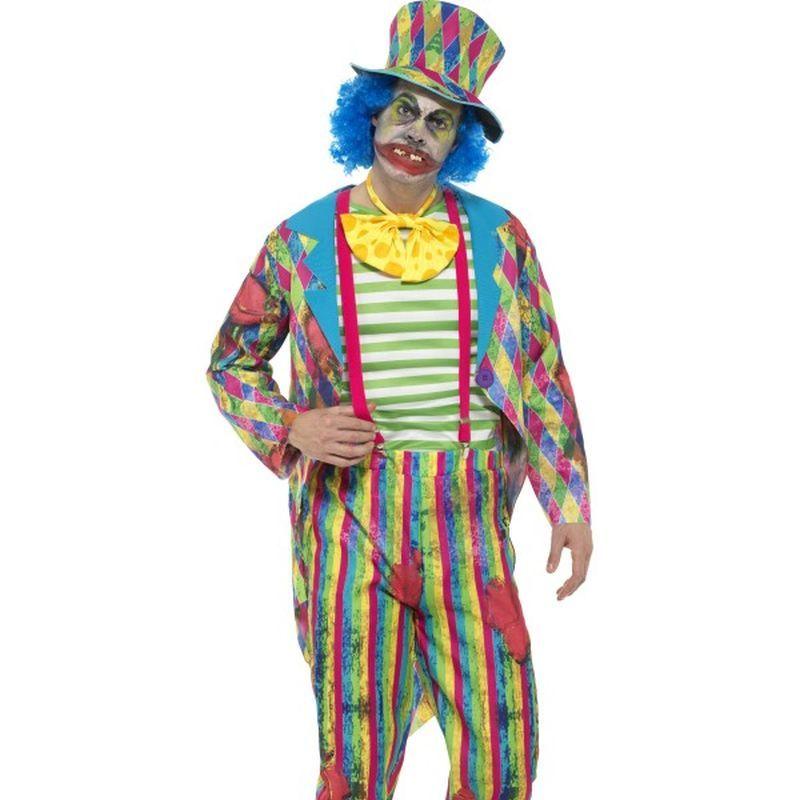 Deluxe Patchwork Clown Costume Male Adult Yellow Blue 1