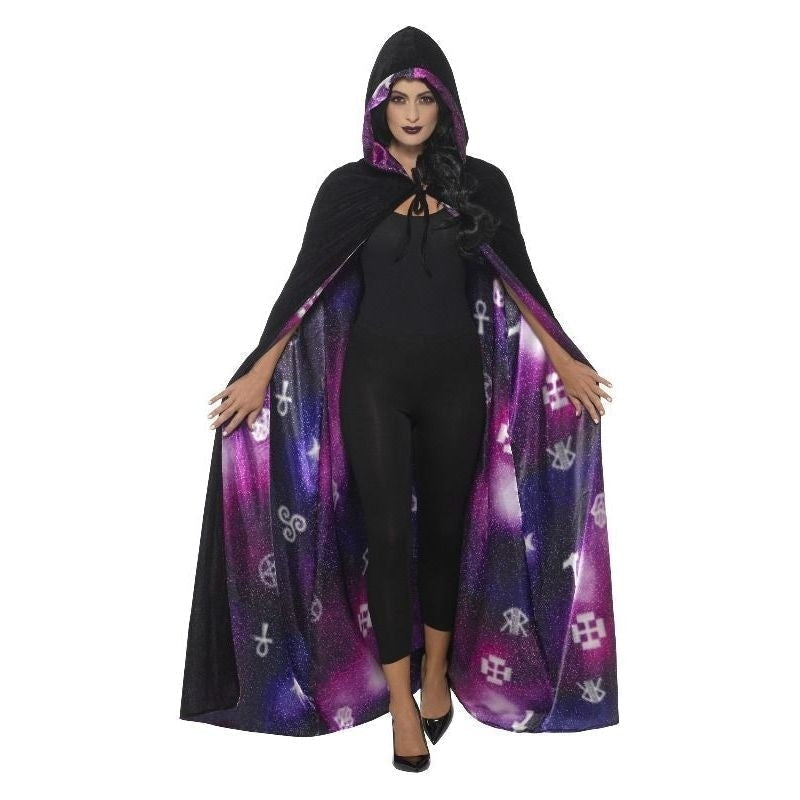 Deluxe Reversible Galaxy Ouija Cape Adult Black Purple_3