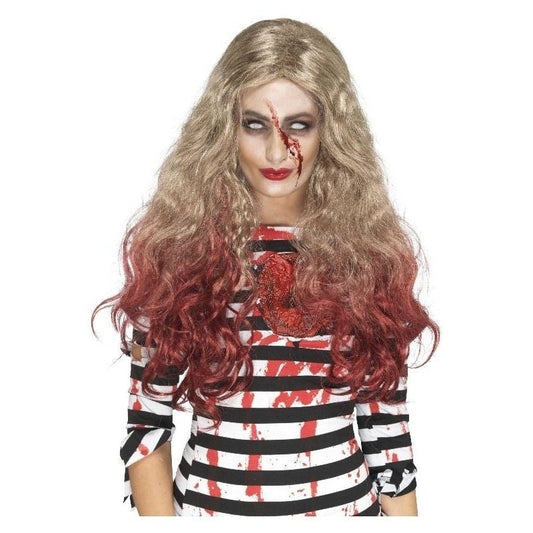 Deluxe Zombie Blood Drip Wig Adult Blonde Red 2