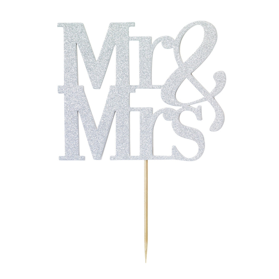 Diamond Cake Topper Silver Mr and Mrs_1