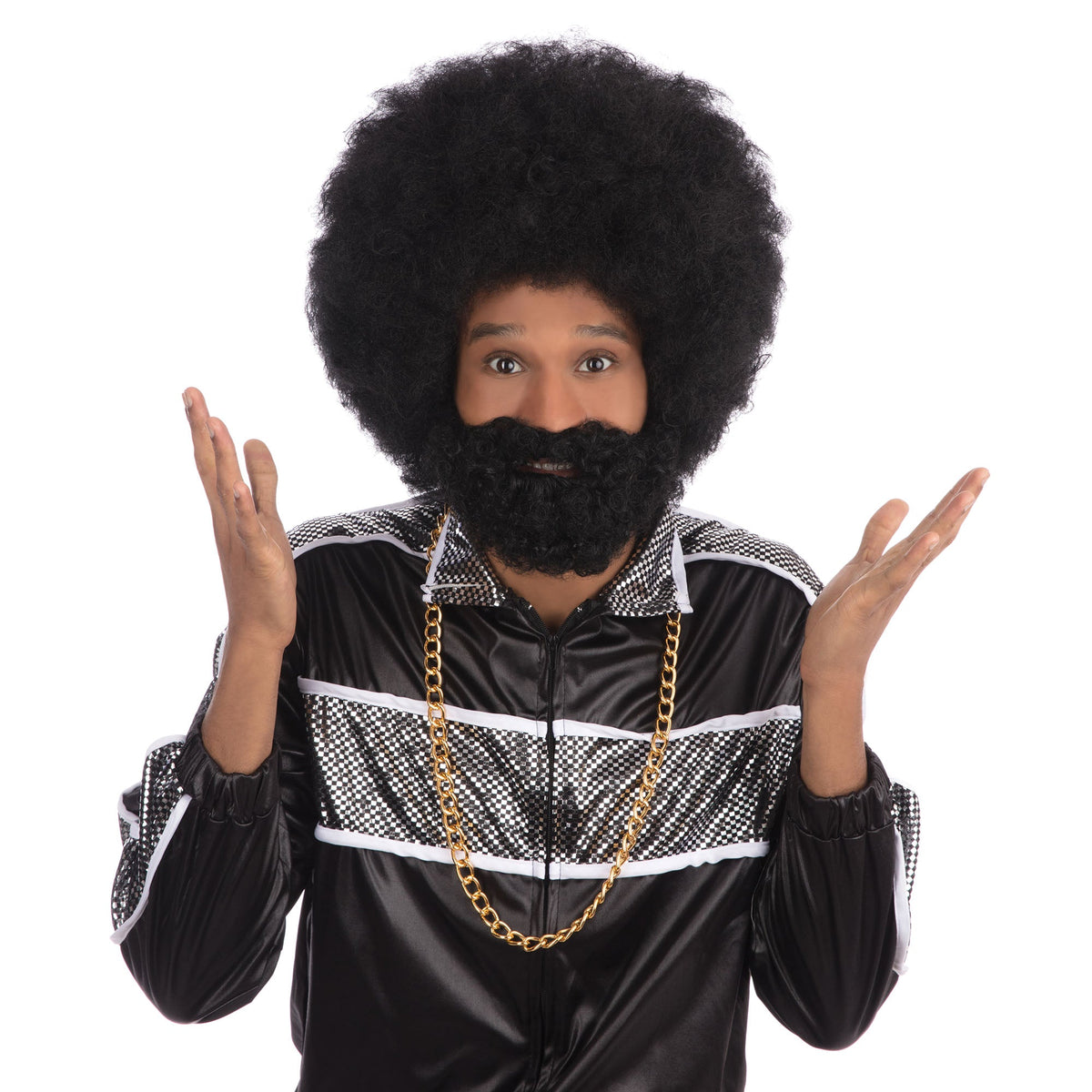 Disco Wig and Beard Mens 1970s Look 1