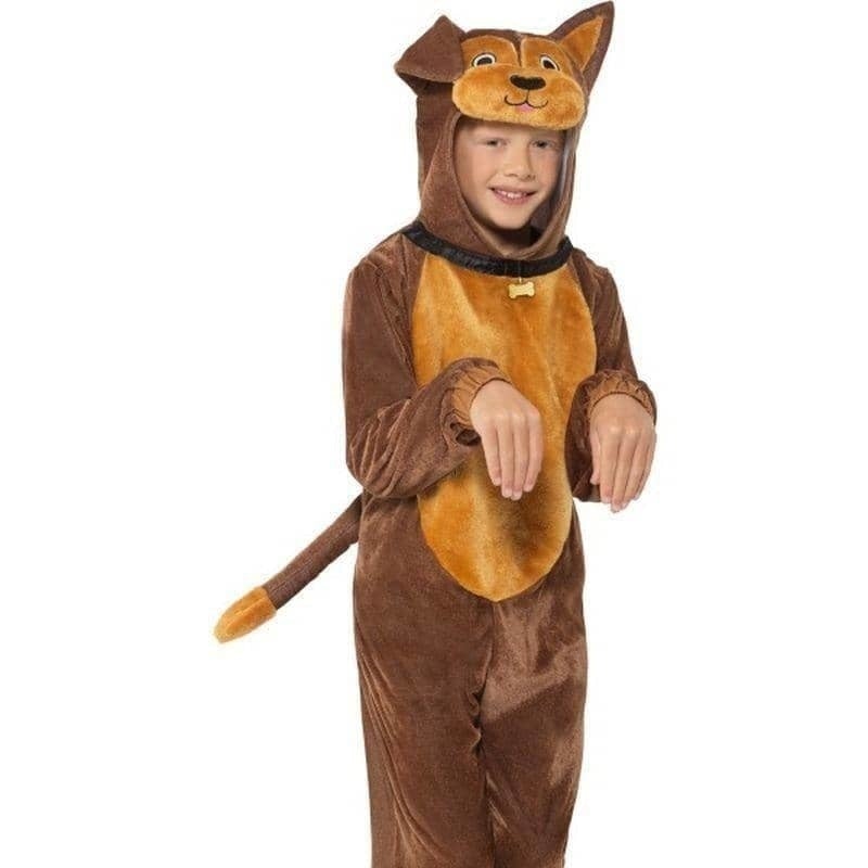 Dog Costume Kids Brown Hooded Jumpsuit_2