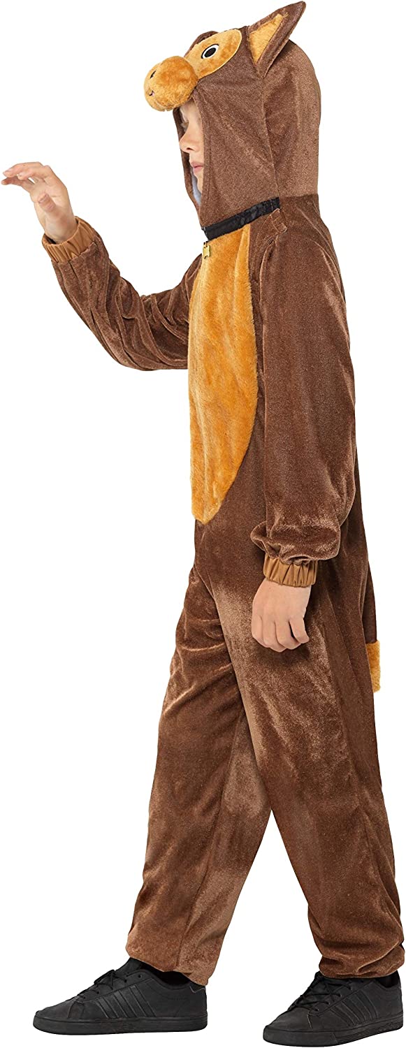 Dog Costume Kids Brown Hooded Jumpsuit_3