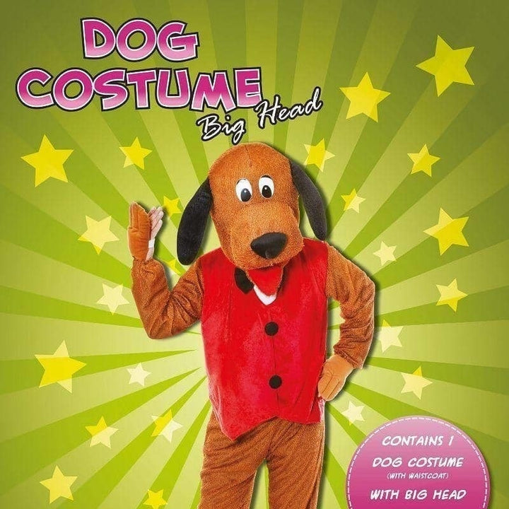 Size Chart Dog with Waistcoat Big Head Mascot Adult Costume