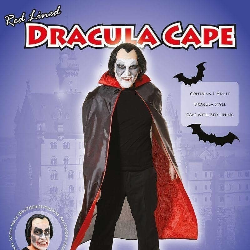 Size Chart Dracula Cape Red Lined Adult Costume Unisex