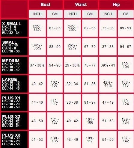 Size Chart Economy Devil Costume Adult Red