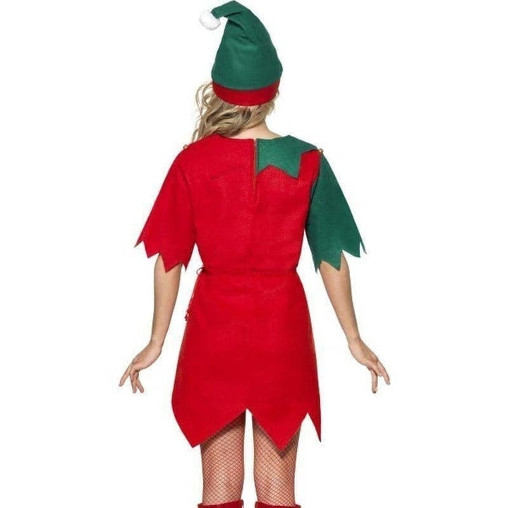 Elf Costume Ladies Red Green Tunic Hat Bells_2