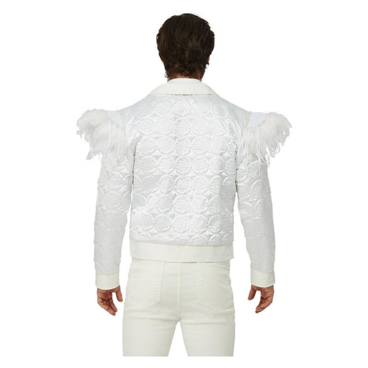 Elton John Quilted Jacket Feather Shoulders Adult White 2