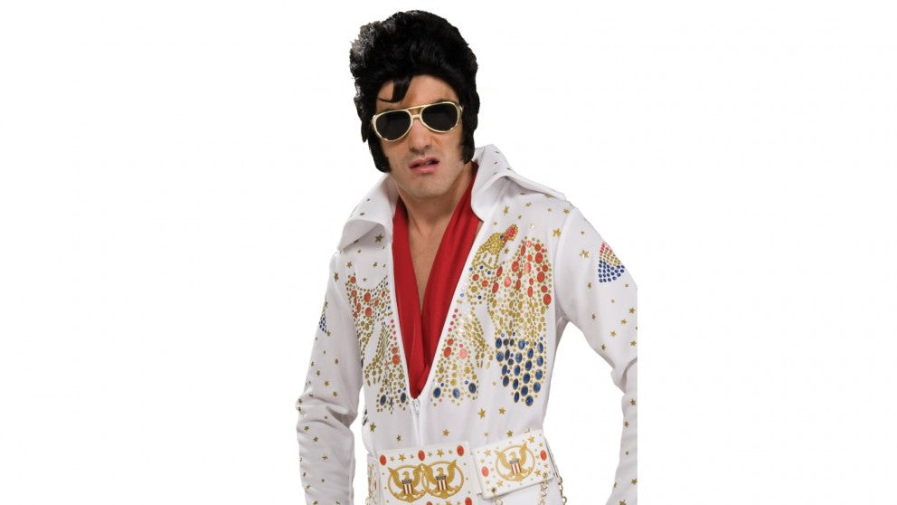 Elvis White Suit Costume Mens Deluxe Jumpsuit_2