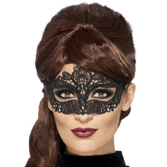 Embroidered Lace Filigree Eyemask Adult Black Masquerade Costume Accessory 2