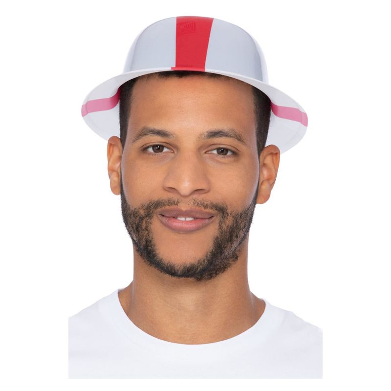 England Flag Bowler Hat Adult White Red 1