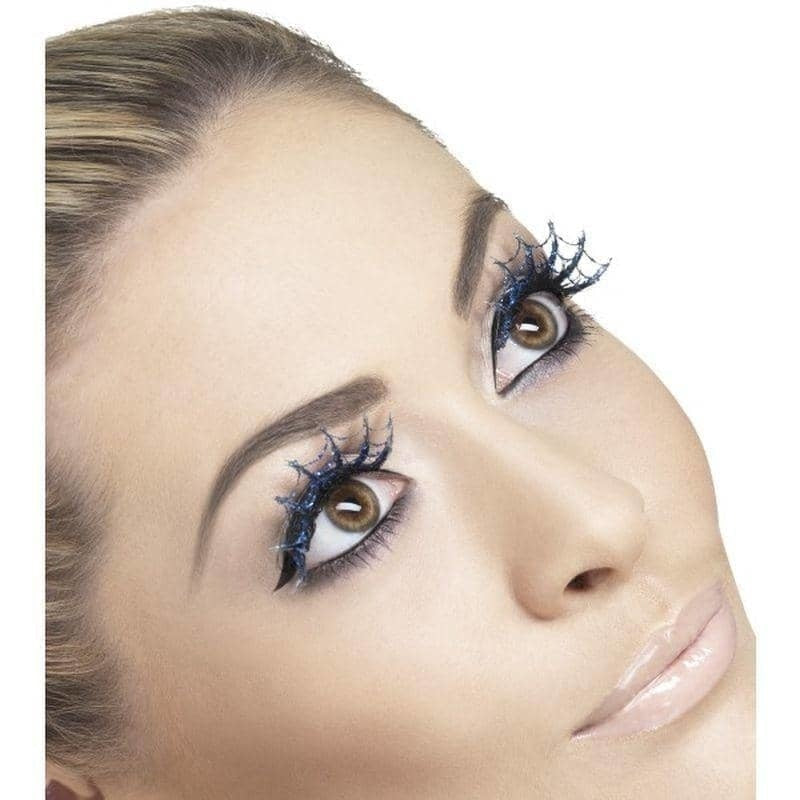 Eyelashes Spiderwebs With Glitter Adult Blue_1