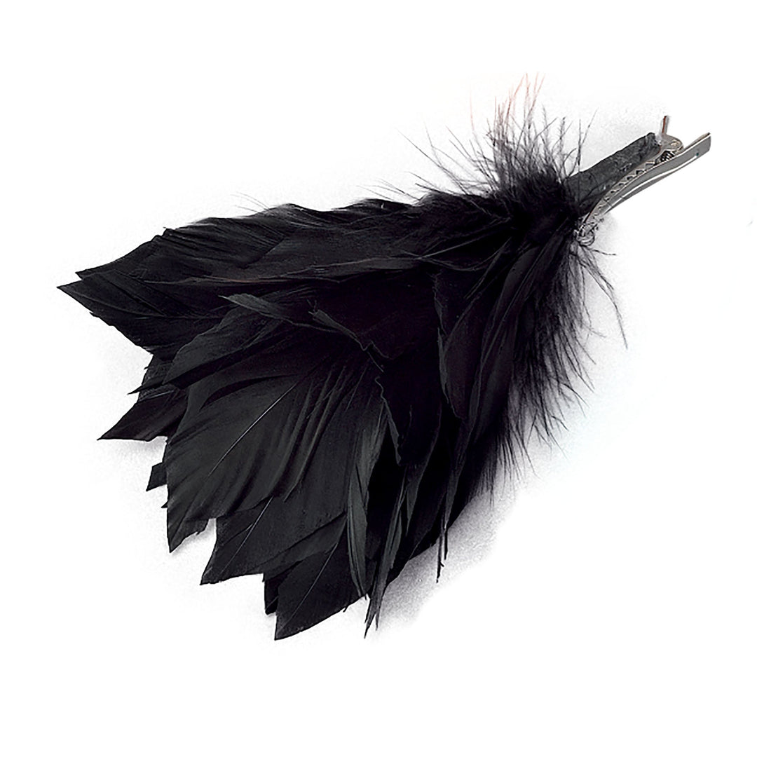 Feather Hair Clip Black Costume Accessory_1