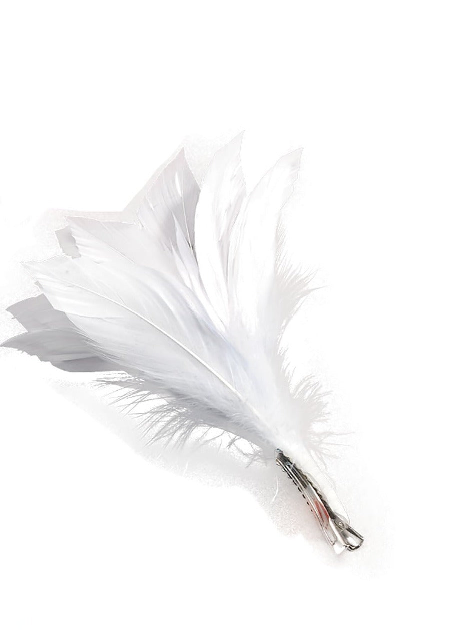 Feather Hair Clip White Costume Accessory_1