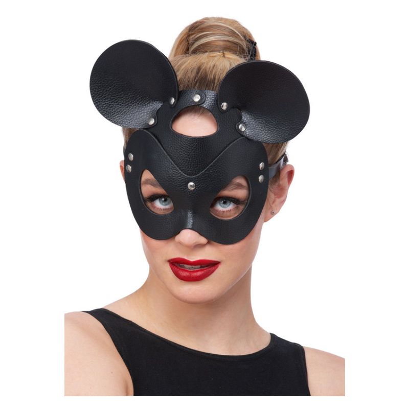 Fever Black Leather Look Mouse Mask Adult_1