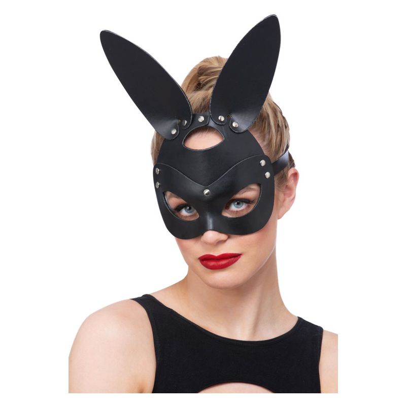 Fever Black Mock Leather Rabbit Mask Adult_1