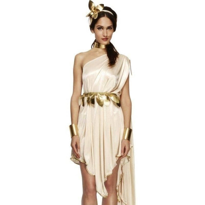 Fever Goddess Costume Adult White Gold Dress Belt_1
