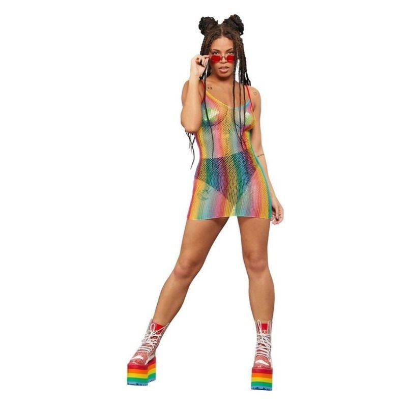 Fever Rainbow Fishnet Adult Dress_1