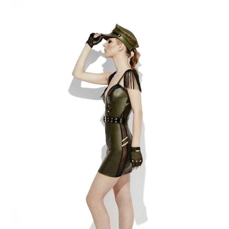 Fever Role Play Military Chief Wet Look Costume Adult Khaki Dress_3