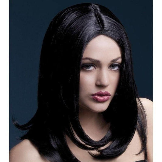 Fever Sophia Wig Black Long Layered with Centre Parting 43cm 2