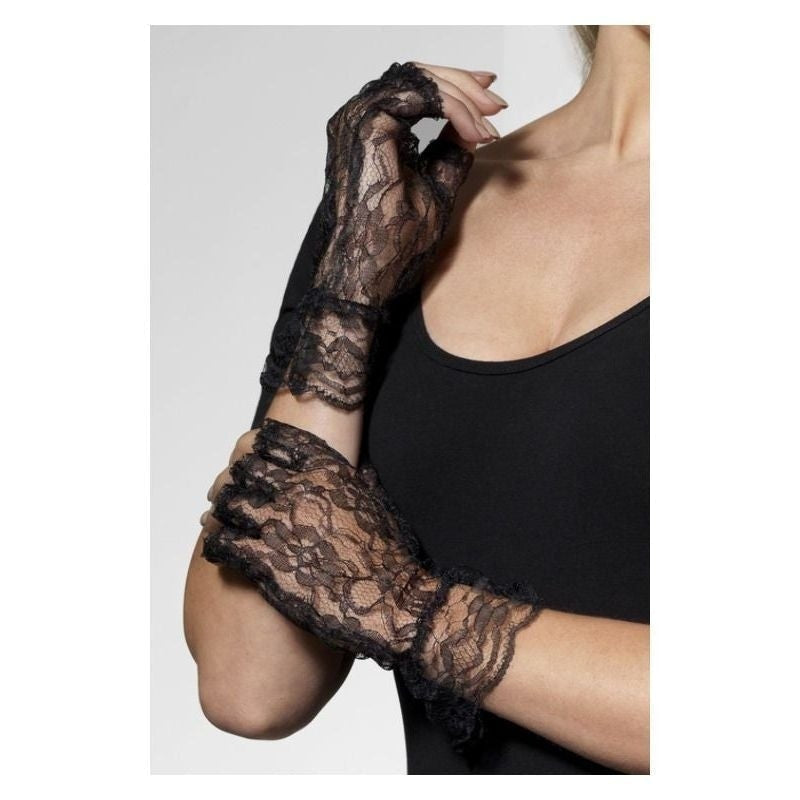Size Chart Fingerless Lace Gloves Adult Black