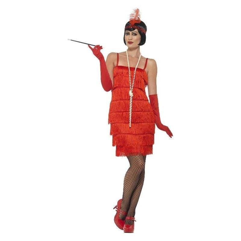 Flapper Costume Adult Red Short Dress_2