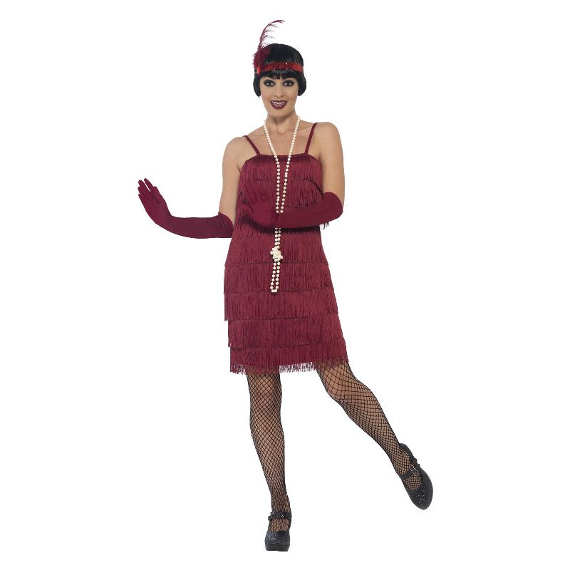 Flapper Costume Short Burgundy Red Dress_1