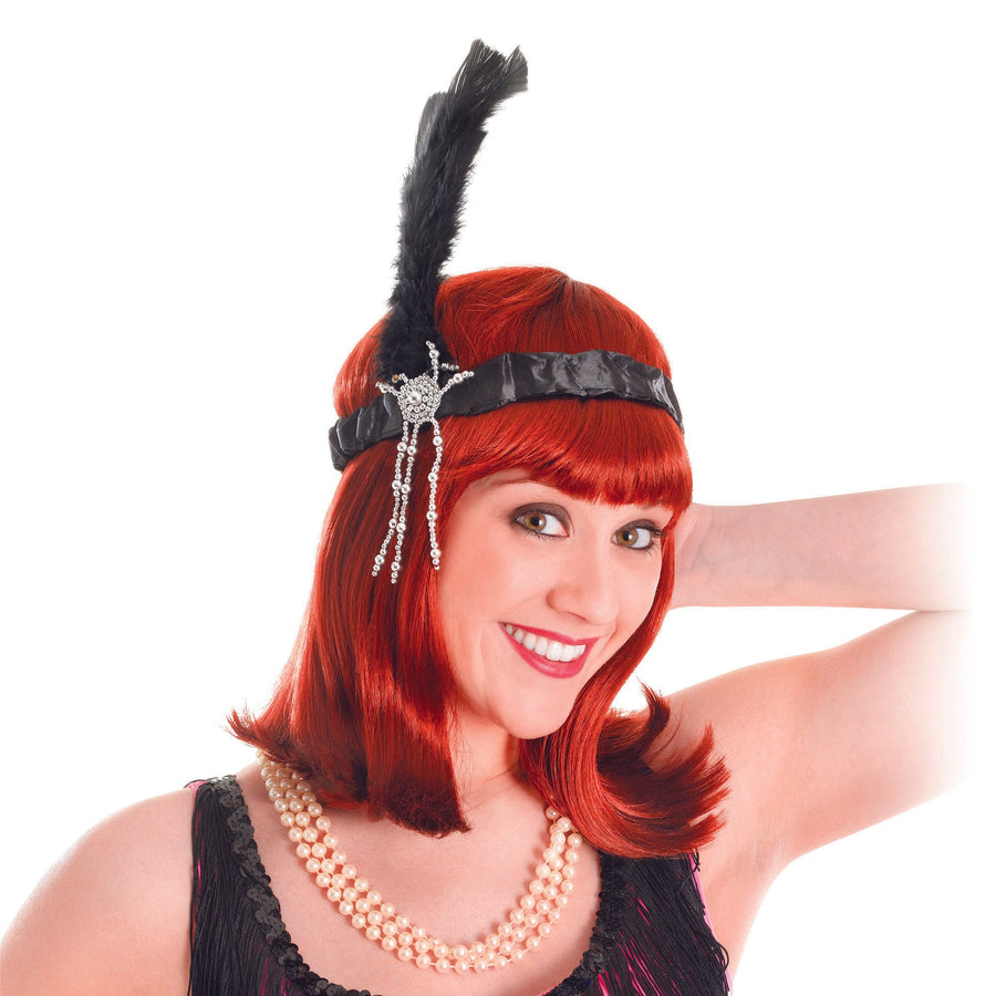 Flapper Headband Black Feathers Costume Accessory_1