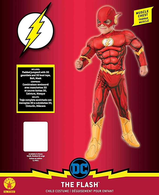 Flash Costume Photo Real Kids Deluxe Super Hero Suit_2