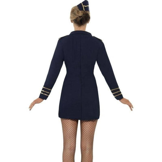 Flight Attendant Costume Adult Blue Dress Hat 2