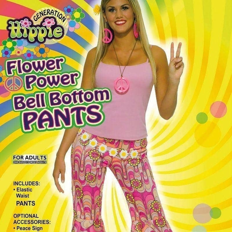 Size Chart Flower Power Bell Bottom Trousers Adult Hippy Costume