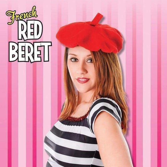 French Beret Red Hat Costume Accessory 2