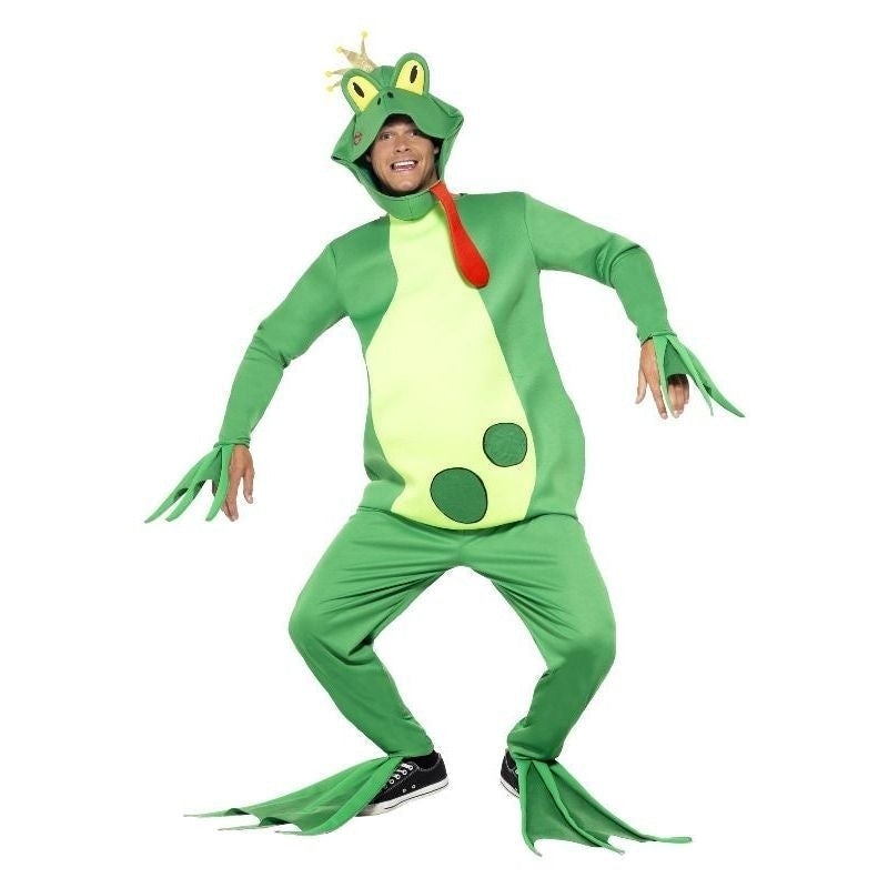 Frog Prince Costume Top With Attached Gloves Adult Green_2